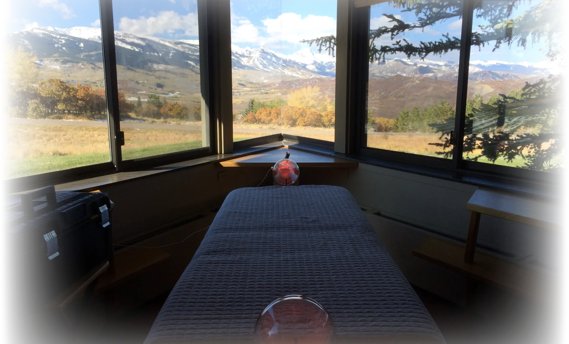 Treatment room with panoramic mountain views in Aspen